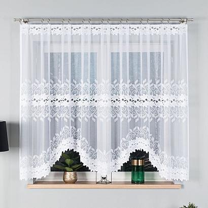 Firanka żakardowa gotowa na żabki BASTIA 300x160 biała