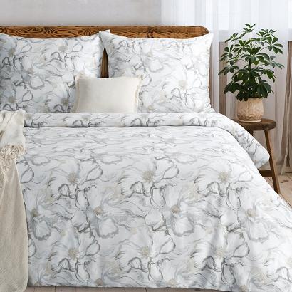 Pościel satynowa LISA 140x200 Eurofirany kremowa szara akwarelowe kwiaty