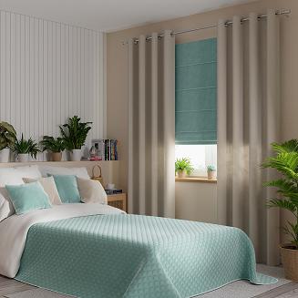 Narzuta dekoracyjna VELVI 220x240 pikowana w geometryczny wzór miętowa