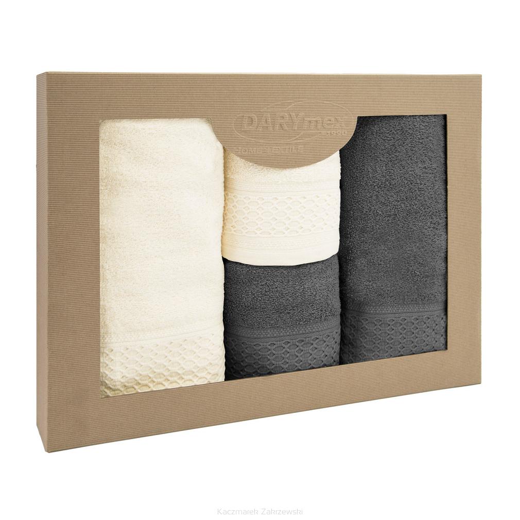 Komplet ręczników 4 częściowy Solano Darymex ecru ciemny popiel