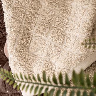 Ręcznik bawełniany OLIWIER 50x90 geometryczny wzór jasnobeżowy