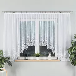 Firanka żakardowa gotowa na żabki BERENIKA 530x160 biała