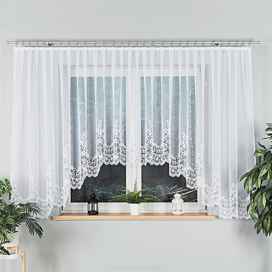 Firanka żakardowa gotowa na żabki BERENIKA 530x160 biała