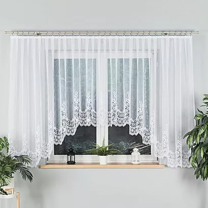 Firanka żakardowa gotowa na żabki BERENIKA 530x160 biała