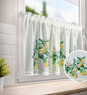 Zazdrostka firana gotowa na tunel CLOE 150x60 Eurofirany biała zielona żółta cytryny