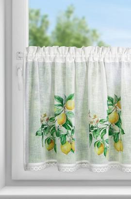 Zazdrostka firana gotowa na tunel CLOE 150x60 Eurofirany biała zielona żółta cytryny