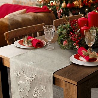 Obrus świąteczny 85x85 Eurofirany beżowy