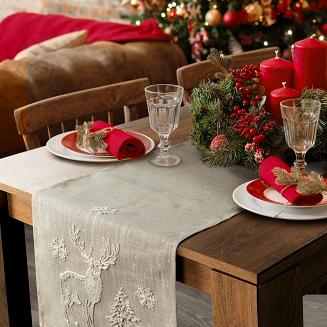 Obrus świąteczny 85x85 Eurofirany beżowy