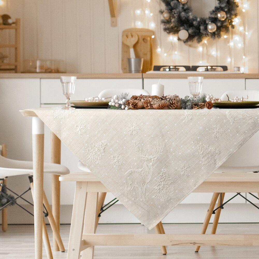 Obrus świąteczny 85x85 Eurofirany beżowy