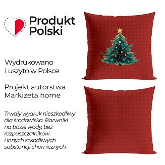 KRATA Z CHOINKĄ BAJKOWE ŚWIĘTA Poszewka dekoracyjna VELVET 40x40cm kolor 003 bordowy PBN353/POP/003/