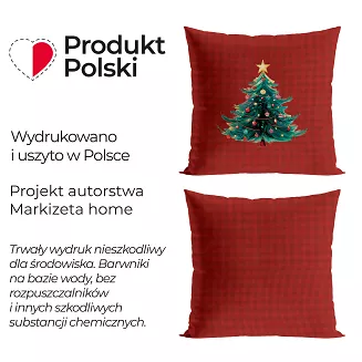 KRATA Z CHOINKĄ BAJKOWE ŚWIĘTA Poszewka dekoracyjna VELVET 40x40cm kolor 003 bordowy PBN353/POP/003/