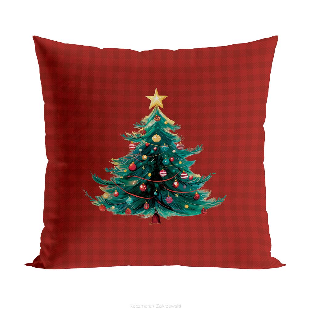 KRATA Z CHOINKĄ BAJKOWE ŚWIĘTA Poszewka dekoracyjna VELVET 40x40cm kolor 003 bordowy PBN353/POP/003/