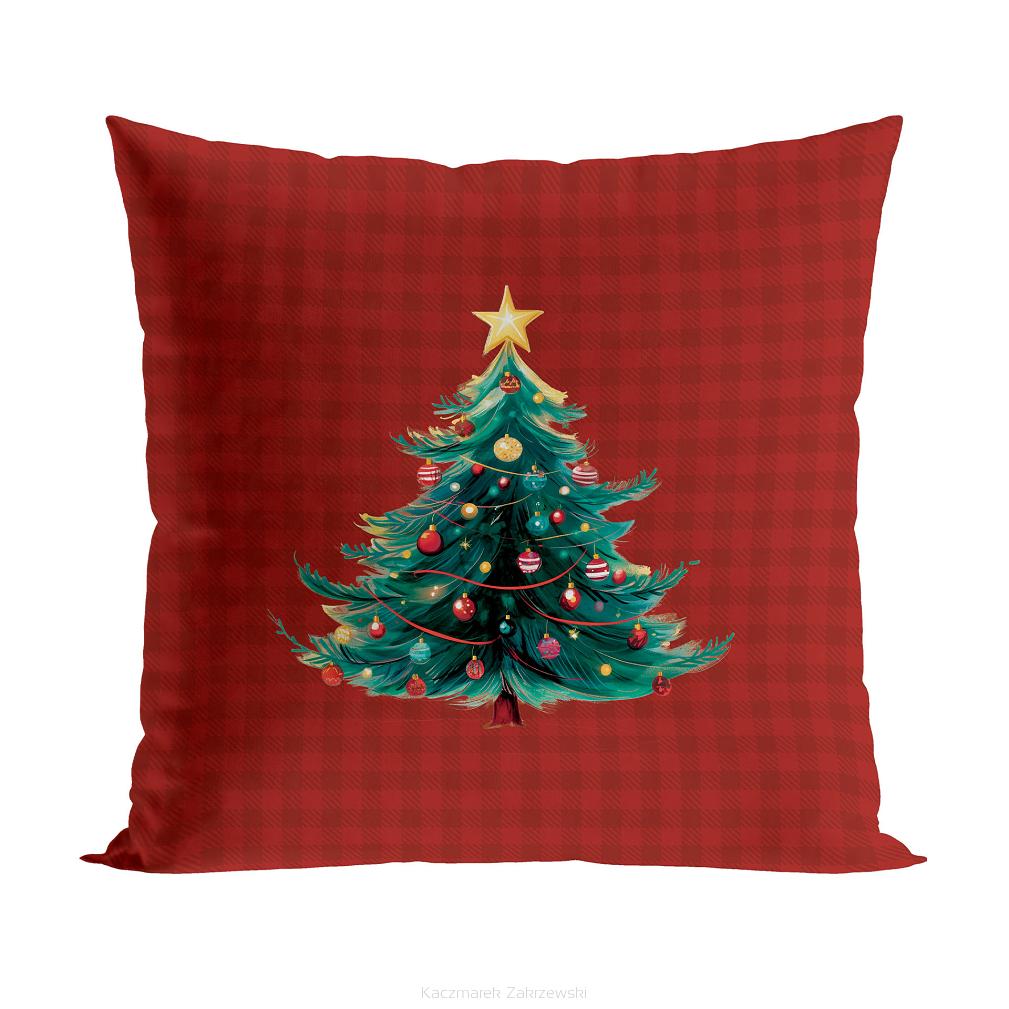 KRATA Z CHOINKĄ BAJKOWE ŚWIĘTA Poszewka dekoracyjna VELVET 40x40cm kolor 003 bordowy PBN353/POP/003/