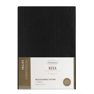 Prześcieradło satynowe z gumką NOVA3 100x200x25 Eurofirany czarny