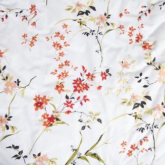 Pościel bawełniana COTTONLOVE 180x200 biała w kolorowe kwiaty