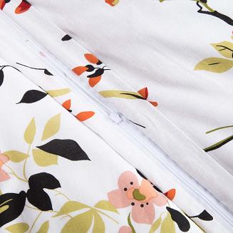 Pościel bawełniana COTTONLOVE 180x200 biała w kolorowe kwiaty