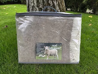 Koc z wełny nowozelandzkiej MAGDA 160x200 camel jodełka