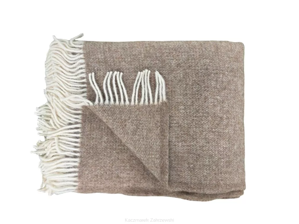 Koc z wełny nowozelandzkiej MAGDA 160x200 camel jodełka
