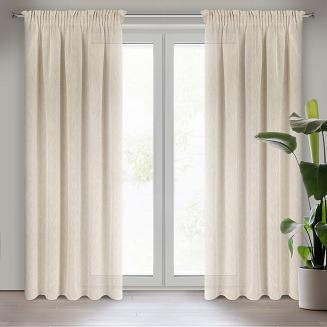 Zasłona gotowa na taśmie ANGELICA 140x270 Eurofirany beżowy