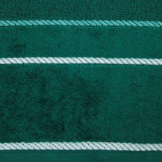 Ręcznik bawełniany z welurową bordiurą w ozdobne paseczki NEL 70x140 Eurofirany ciemnozielony