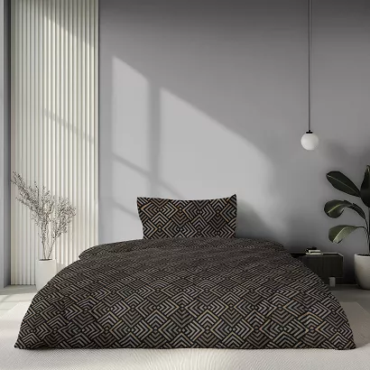 Pościel satynowa Home Satin 140x200 grafitowa brązowa beżowa w plecione romby