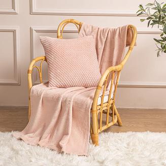 Koc narzuta z mikrofibry na fotel WILLY 70x150 pudrowy róż