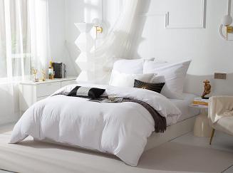 Pościel Queen 220x200 biała ze złotą lamówką bizą