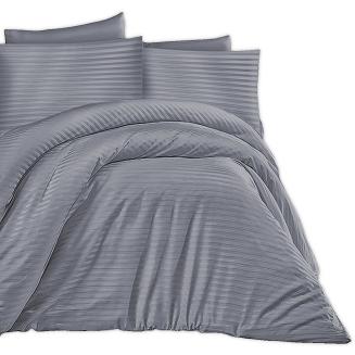 Pościel satyna bawełniana adamaszek 200x220 antracytowa