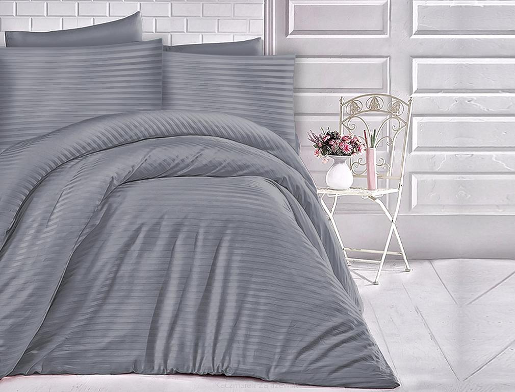 Pościel satyna bawełniana adamaszek 200x220 antracytowa