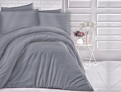 Pościel satyna bawełniana adamaszek 200x220 antracytowa