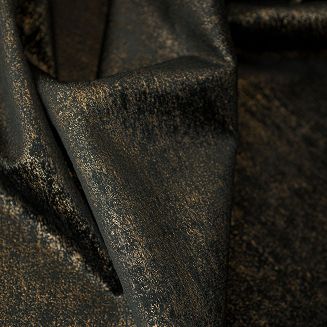 Zasłona gotowa na przelotkach ELEONORA 140x250 czarna ze złotym nadrukiem