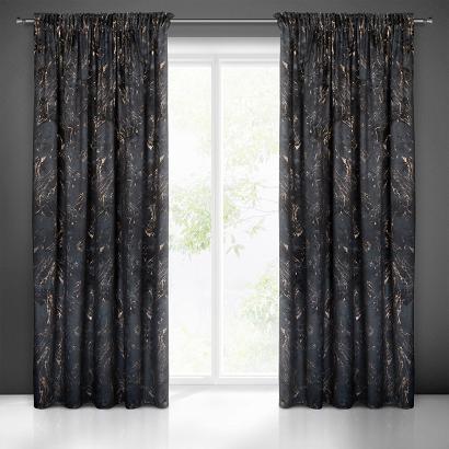 Zasłona gotowa na taśmie NADIA 140x300 Eurofirany czarna złota