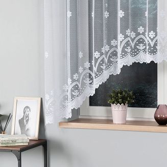 Firanka żakardowa gotowa na żabki FLORENTYNA 330x160 biała