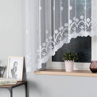 Firanka żakardowa gotowa na żabki FLORENTYNA 330x160 biała