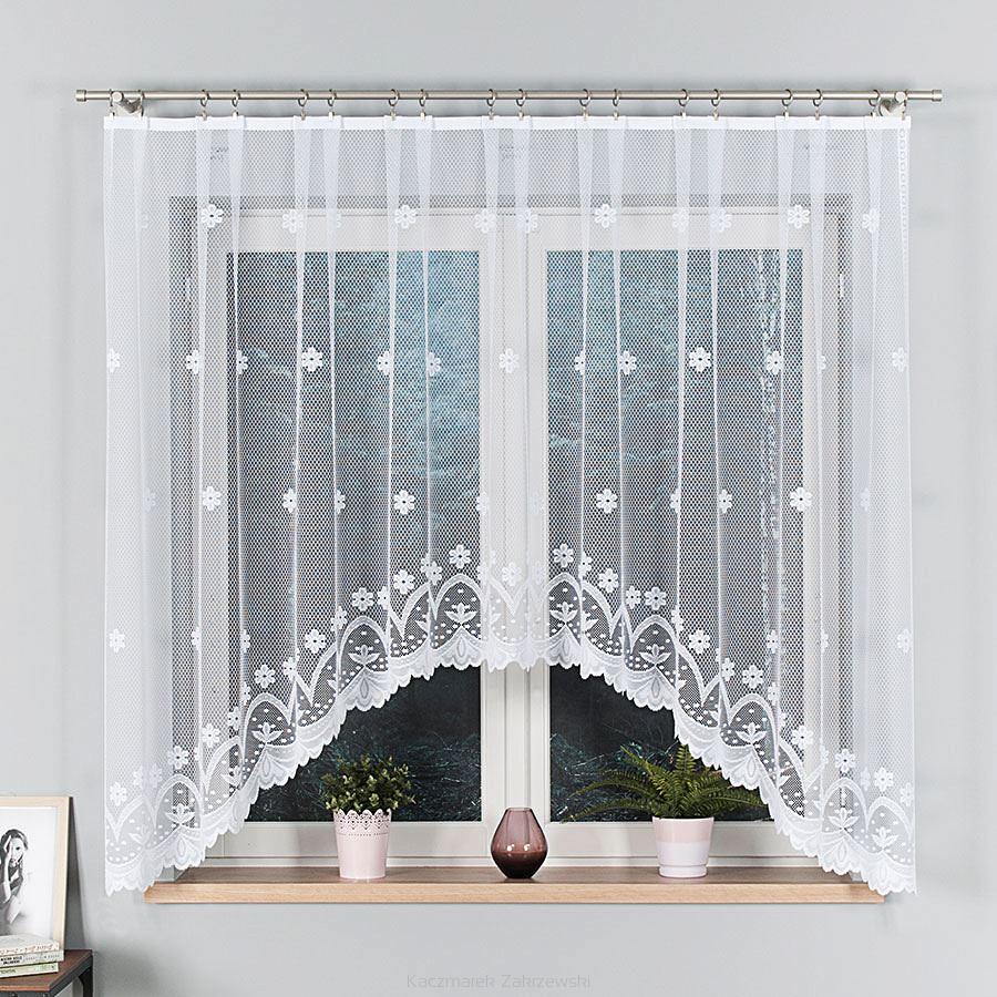 Firanka żakardowa gotowa na żabki FLORENTYNA 330x160 biała