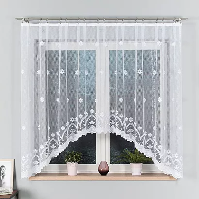 Firanka żakardowa gotowa na żabki FLORENTYNA 330x160 biała