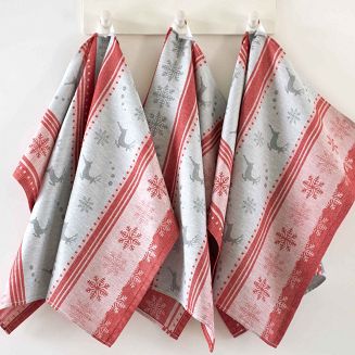 Komplet ścierek kuchennych świąteczny ZWOLTEX Renifer szary czerwony