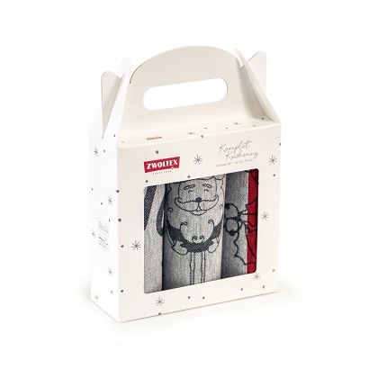 Komplet ścierek kuchennych świąteczny ZWOLTEX Renifer szary czerwony