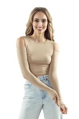 Bluzka damska z długim rękawem Liv Eldar cappuccino
