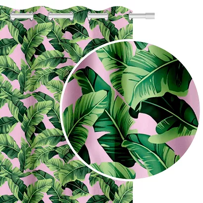Zasłona gotowa na przelotkach PLANTA 140x250 różowa zielona liście
