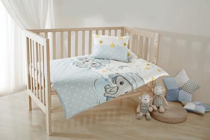 Pościel satynowa KID 100x135 Eurofirany wielokolorowa śpiące słoniki