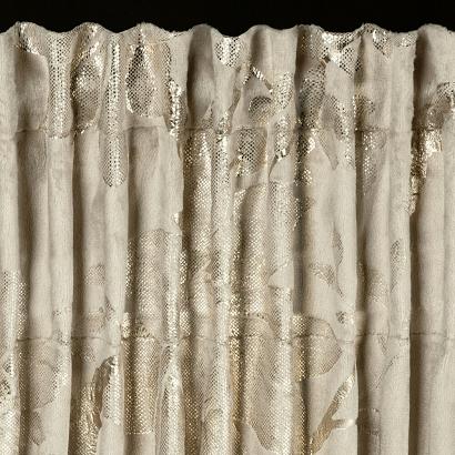 Zasłona gotowa na taśmie CELIA 140x270 Eurofirany beżowa szampańska gałązki kwiaty