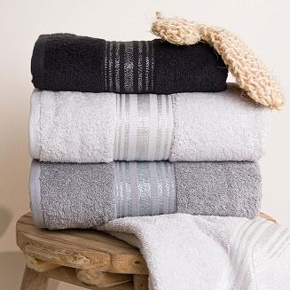 Ręcznik bawełniany OSKAR 50x90 ciemnoszary bordiura z szampańską nicią