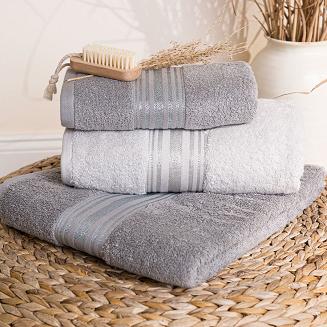 Ręcznik bawełniany OSKAR 50x90 ciemnoszary bordiura z szampańską nicią