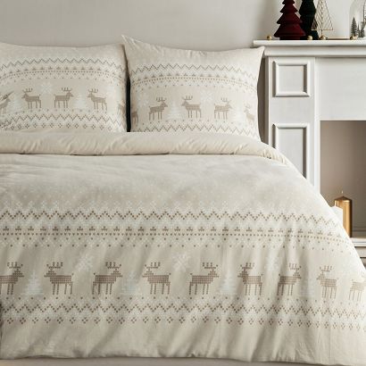 Komplet pościeli świąteczny LUKE 220x200 Eurofirany beżowy skandynawski wzór a'la sweterek