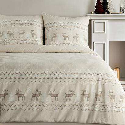 Komplet pościeli świąteczny LUKE 220x200 Eurofirany beżowy skandynawski wzór a'la sweterek