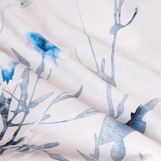 Pościel satyna bawełniana SATYNLOVE 160x200 biała w błękitne kwiatki