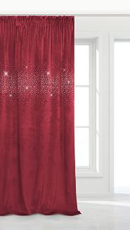 Czerwona Zasłona Welurowa Z Kryształkami Na Taśmie 140x270 Shiny