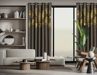 Zasłona gotowa na przelotkach HARMONY 140x250 Eurofirany brązowy/złoty