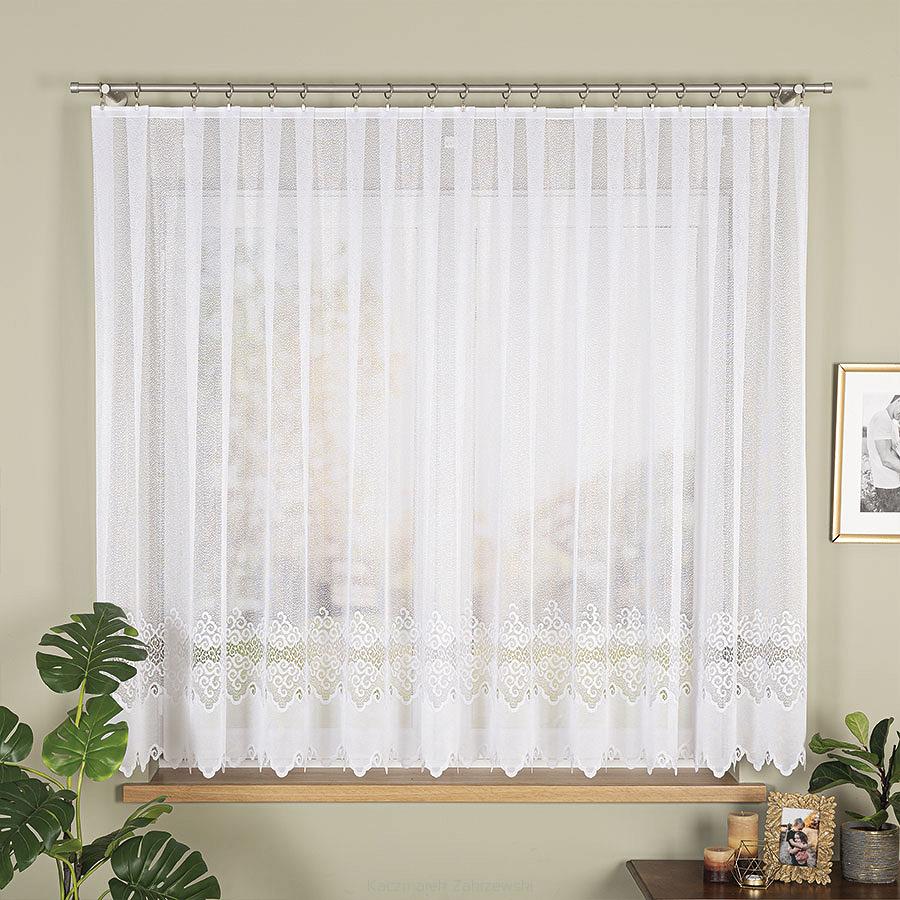 Firanka żakardowa gotowa na żabki MODESTA-1 400x160 biała